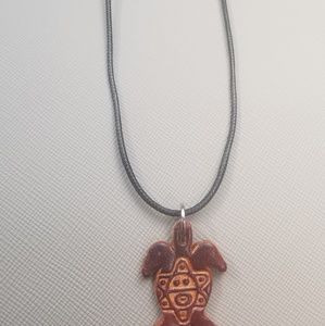 Beautiful Set of Leather Turtle Necklace and Brace